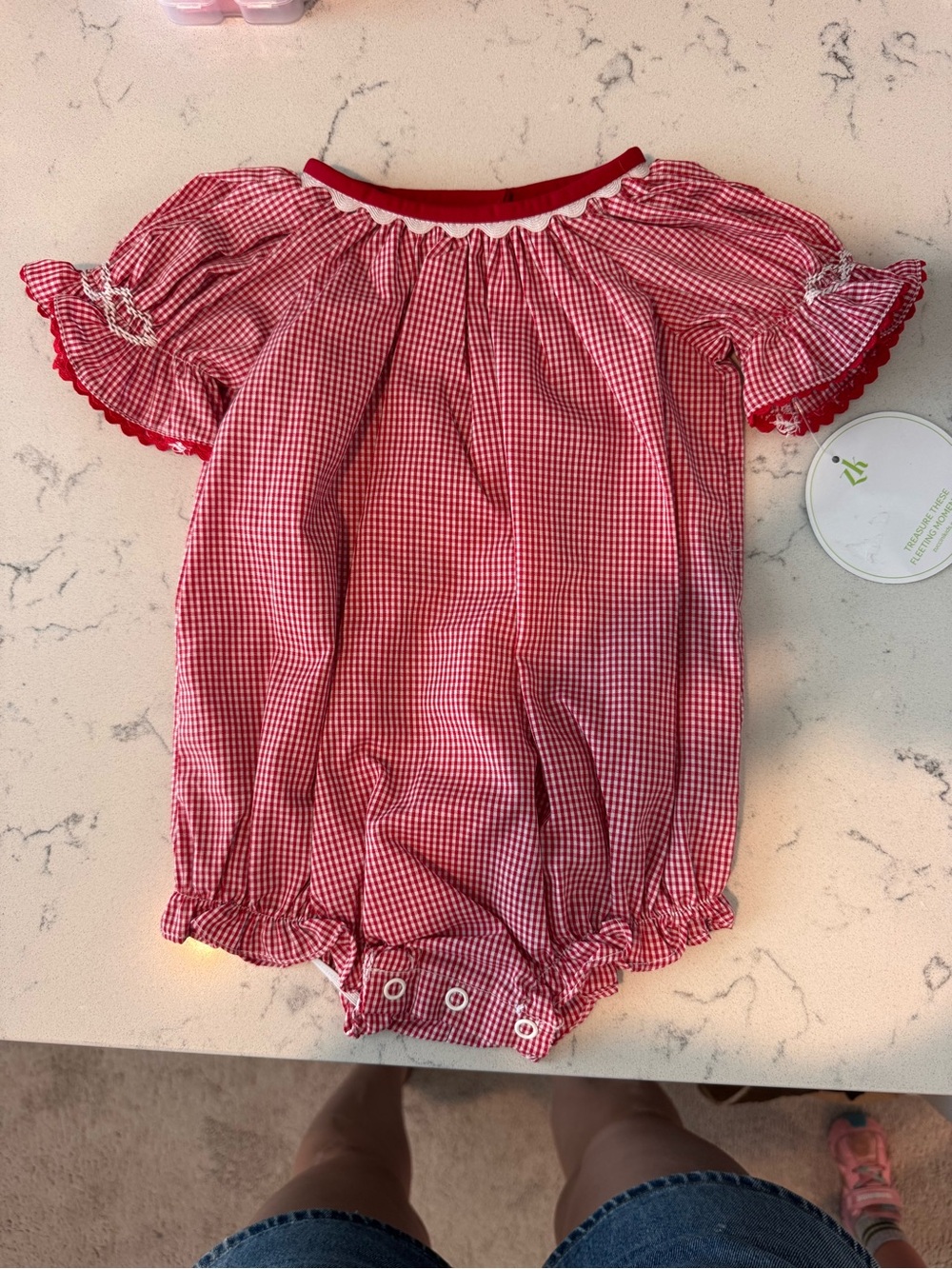 Red Gingham Baby Romper